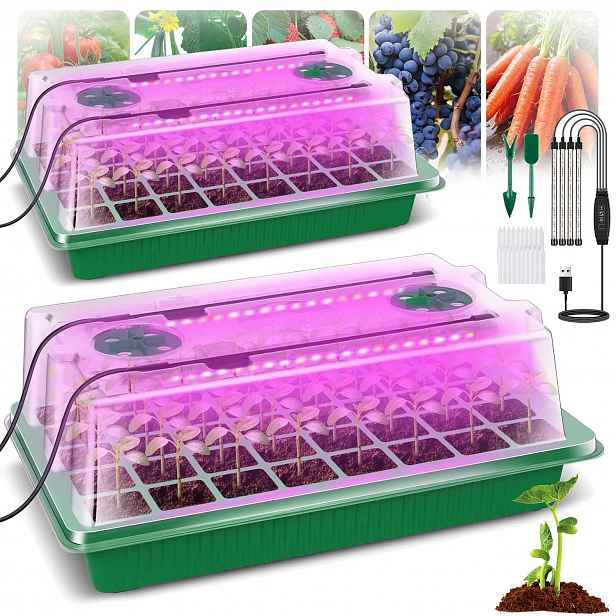 Mini Skleník Led Lampička Skleník Regulovatelná Ventilace Sadba 80X+ČASOVAČ