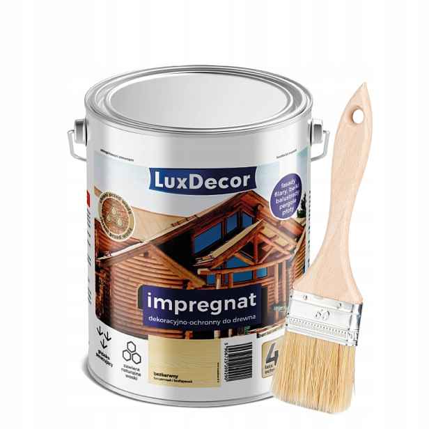Sada Luxdecor Ochranný Impregnát Na Dřevo 4,5 L Bezbarvý Štětec 50 MM