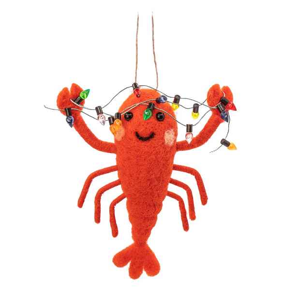 Textilní ručně vyrobená vánoční ozdoba 14 cm Lobster with Fairy Lights – Sass & Belle