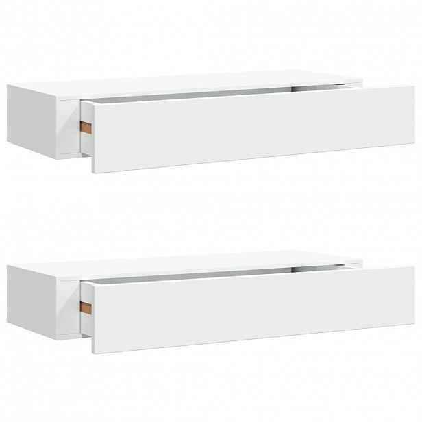 vidaXL Nástěnné police se zásuvkou 2 ks bílé 60 x 23,5 x 10 cm MDF