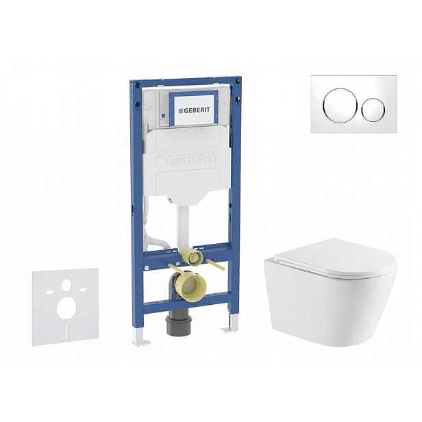 Geberit Duofix - Set předstěnové instalace, klozetu Nefia a sedátka softclose, tlačítko Sigma20, bílá/chrom SANI11CA31107