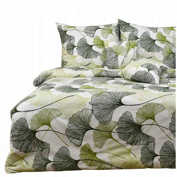 Sada Povlečení Bavlněné 220x200 2x70/80 Listy Ginkgo Elegantní
