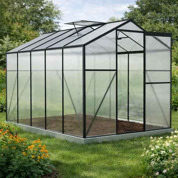 Skleník se základnou BestBerg BBGH-1006B / 5,95 m² / 313 × 190 × 194 cm / černá