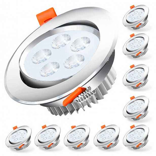 10 ks Led zapuštěné reflektorové svítidlo pod omítku, bílé, kulaté, 5 W, 500 lm