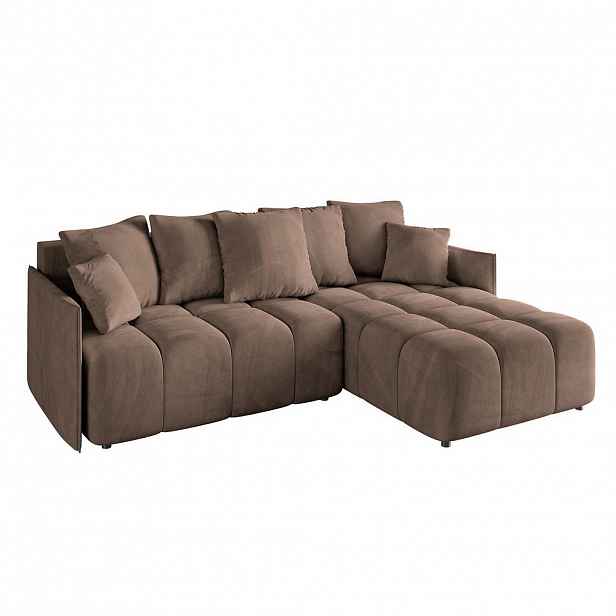 ALTDECOR ROHOVÁ SEDACÍ SOUPRAVA s otomanem vpravo LONLI-L 251x189x68 hnědý velur