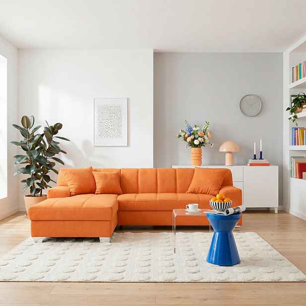 MID.YOU ROHOVÁ ROZKLÁDACÍ POHOVKA, textil, oranžová