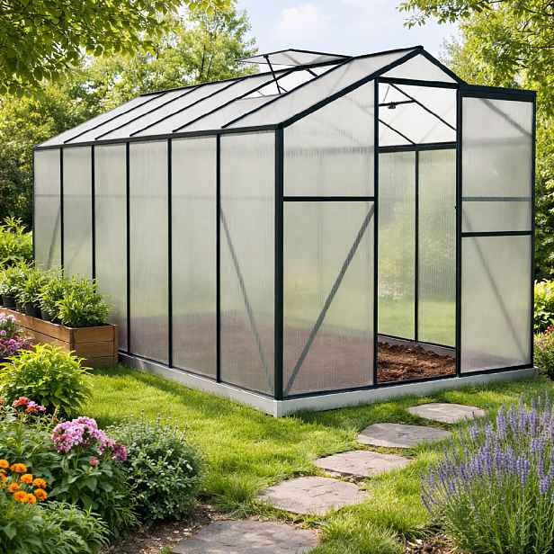 Skleník se základnou BestBerg BBGH-1206B / 7,05 m² / 371 × 190 × 194 cm / černá