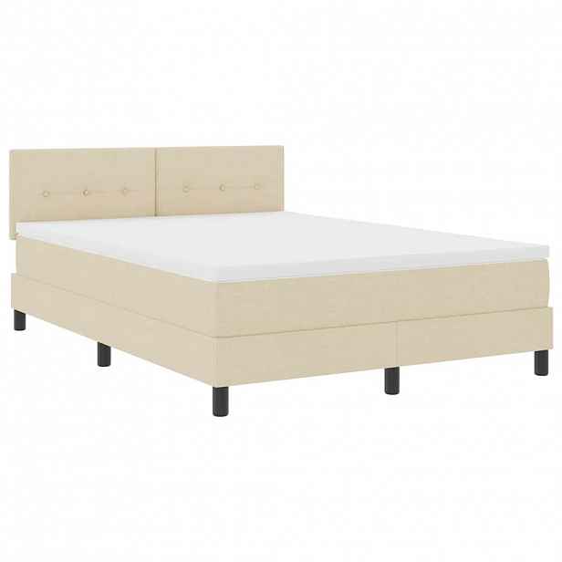 vidaXL Postel s boxspringem s LED pásky Krémová 140 x 190 cm textil