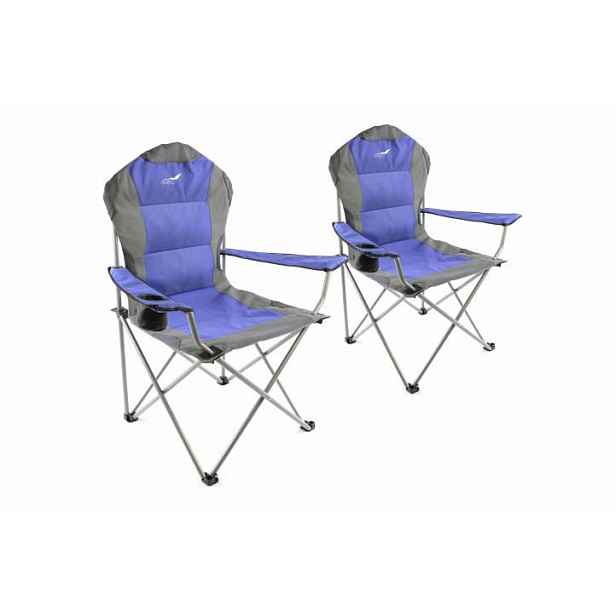 Divero Deluxe 35955 Set skládací kempingová rybářská židle 2 kusy - modro/šedá