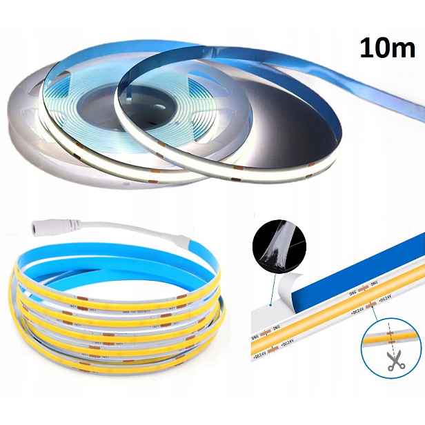 Led páska Neon Cob 24V role 10 m 320/m 6000K Bílá Studená 11W/m 8000 lm 8MM
