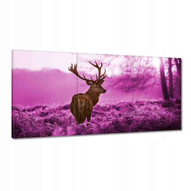 Obrazy 120x60 Jelen v fialovém lese