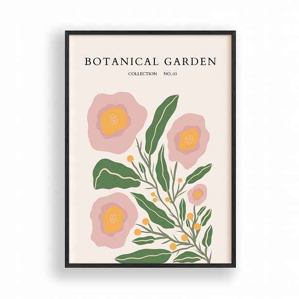 Obraz Květiny Botanická zahrada Plakát Rámeček Dřevěný Černý 30x42 cm