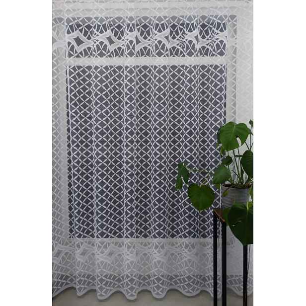 Mg Záclona vzor Geo 35669 Bílá 200x250 cm Hotová S Páskou M