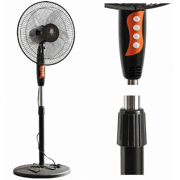 Stojací Ventilátor Podlahový Větrák Tichý Výkonný 50 W Nastavitelný Velký 40 cm
