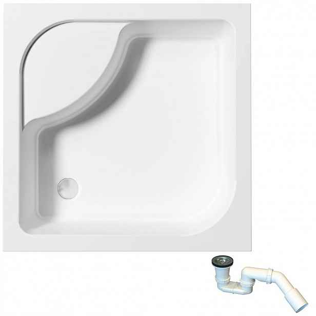 Čtvercová hluboká sprchová vanička Tenor 90x90 sifon