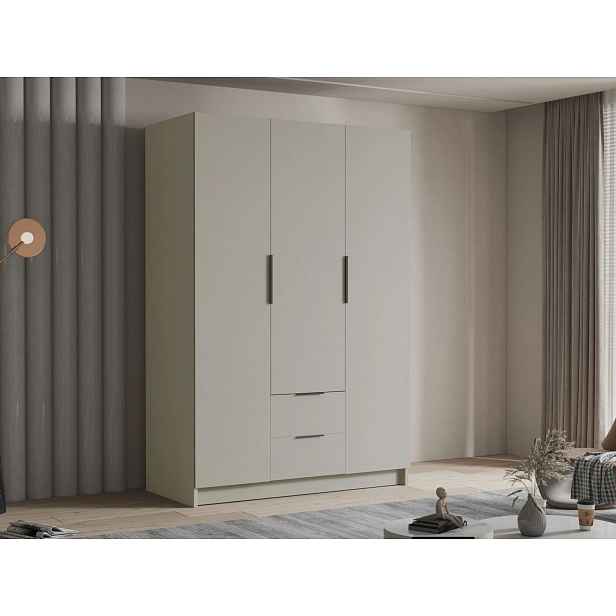 VÝPRODEJ - Vysoká šatní skříň 150 cm MARILA - kašmír / černá