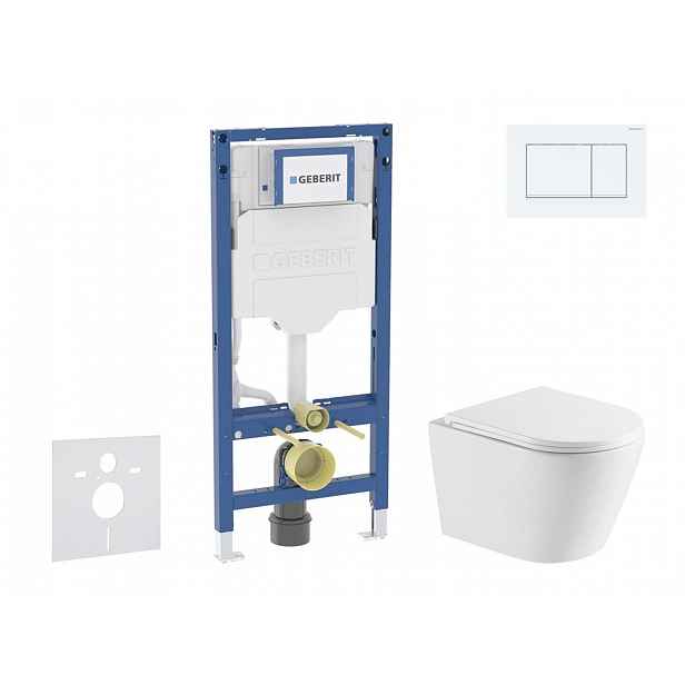 Geberit Duofix - Set předstěnové instalace, klozetu Nefia a sedátka softclose, tlačítko Sigma20, bílá/bílá mat SANI11CA31112
