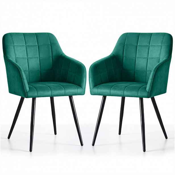 RAUMHIRSCH FURNITURE ČALOUNĚNÁ ŽIDLE, sada 2 ks, kovové nohy, zelená, černá 54/82/58