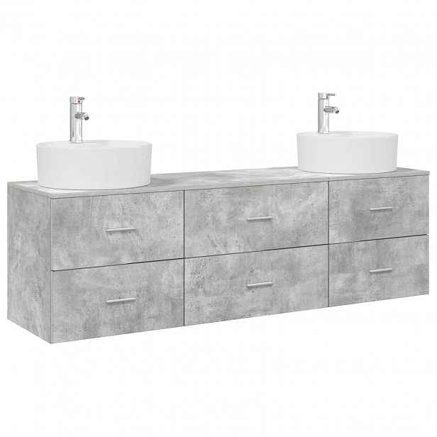 vidaXL Sada koupelnových skříněk 3 ks Betonově šedá 161 x 44,5 x 76 cm