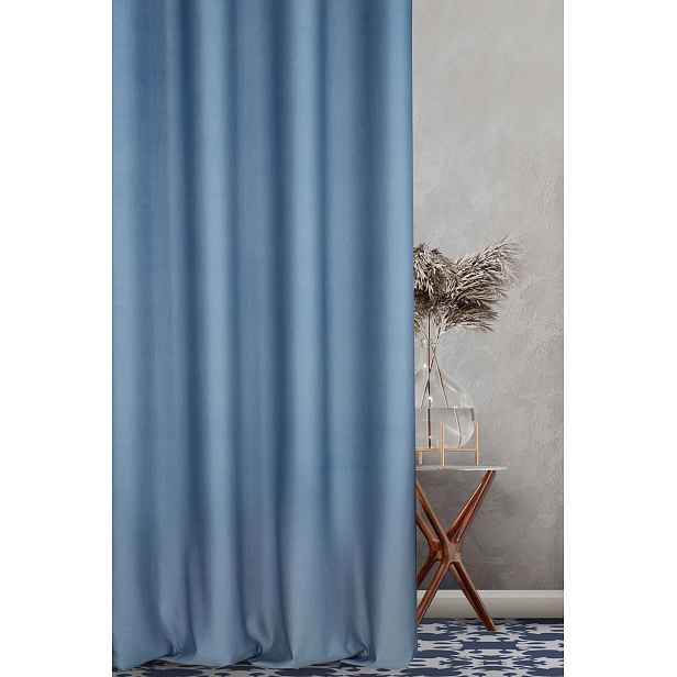 Závěs Palermo 140x250 modrý, připravený na průchodkách z měkké tkaniny