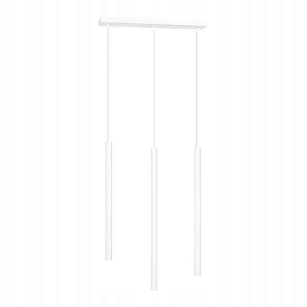 Závěsná lampa bílá lišta 45 cm, tři tuby do jídelny nad stůl Emibig