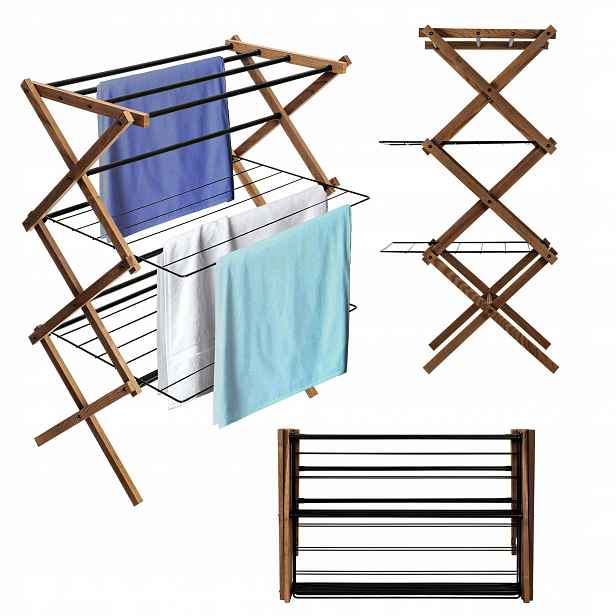 Dřevěný Sušák Vertikální Skládací Ekologický Moderní Koupelna Balkón Módní