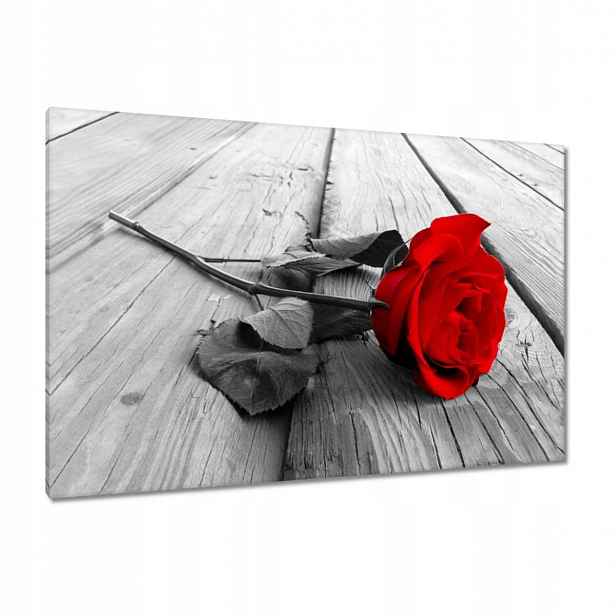 Obrazy 120x80 Červená růže na deskách Valentýna
