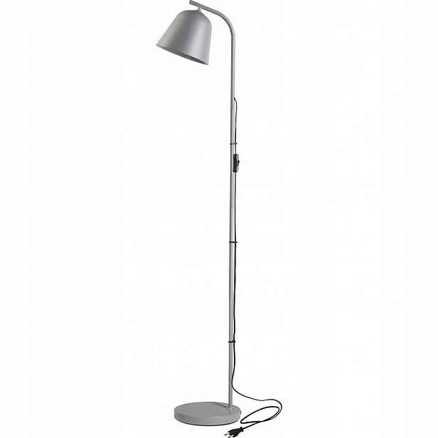 Šedá podlahová lampa Malia industriální vedle křesla v pracovně Rabalux