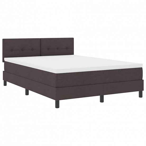 vidaXL Postel s boxspringem s čelo Tmavě hnědá 140 x 200 cm textil