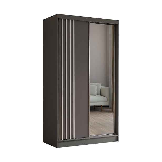 MASSENO ŠATNÍ SKŘÍŇ S POSUVNÝMI DVEŘMI NELVIA, 120/216/61 cm 2dveřová se zrcadlem, šedá