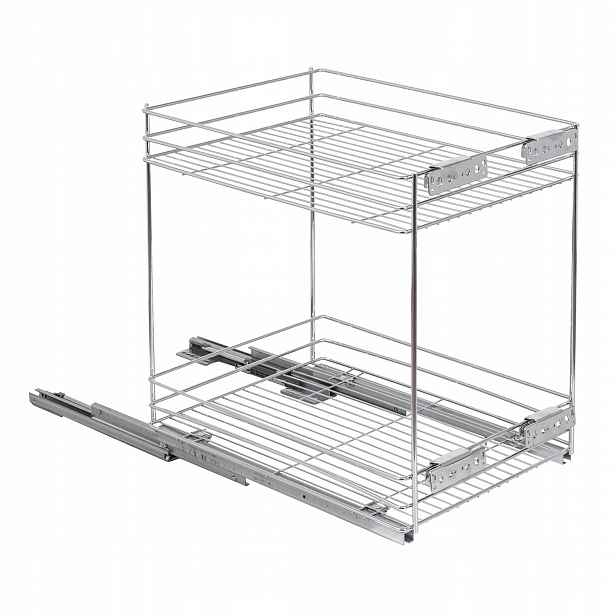 Nákladní Koš 2 Police 40 CM, Plný Výsuv, Chrom 3D-REG.