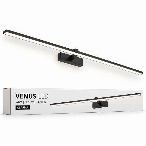 Nástěnné svítidlo Venus Led 24W 120 cm černé nad zrcadlo 1640 lm 4200K IP44