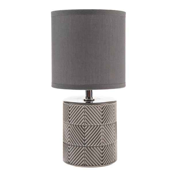 Šedá keramická stolní lampa s textilním stínidlem (výška 27 cm) Anita – Dakls
