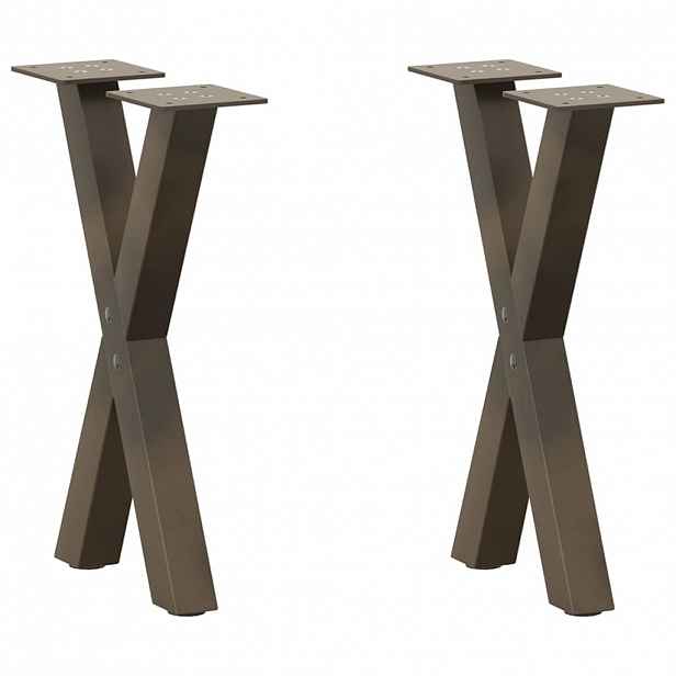 vidaXL Nohy konferenčního stolku ve tvaru X, 2 ks, přírodní ocel, 38 x (42-43) cm, ocel