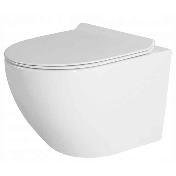 Závěsná Wc Mísa Rimless Bez Příruby, Bílá, S Toaletní Deskou