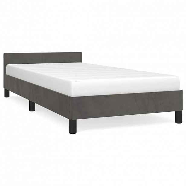 vidaXL Rám postele bez matrace tmavě šedá 90 x 190 cm samet
