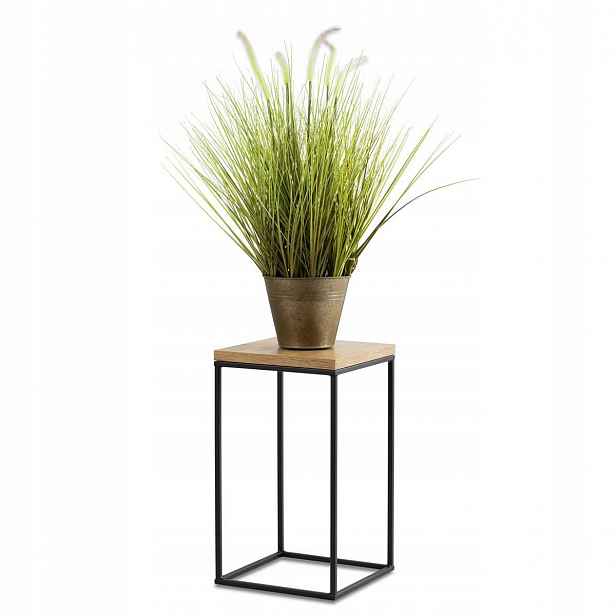 Držák Na Květináč moderní stojící s loftovým dřevem, 40 cm