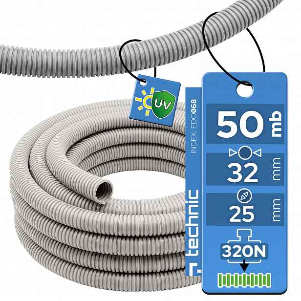 Edo Chránič Kabelů Rkgl Husí Krk 32/25 320N Uv Bezhalogenová šedý kotouč 50 m