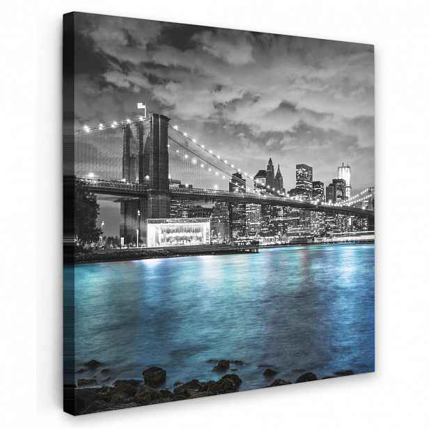 MuchoWow OBRAZ NA PLÁTNĚ New York - panorama - město - modrá 20x20 cm