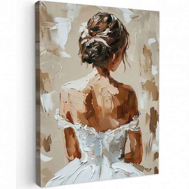 MuchoWow OBRAZ NA PLÁTNĚ Žena - malba - abstraktní - béžová - moderní 60x80 cm