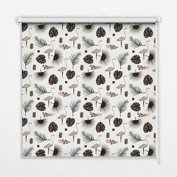 TULUP VNITŘNÍ roleta - okenní roleta - roleta - 70x140 cm - Plameňáci a listy