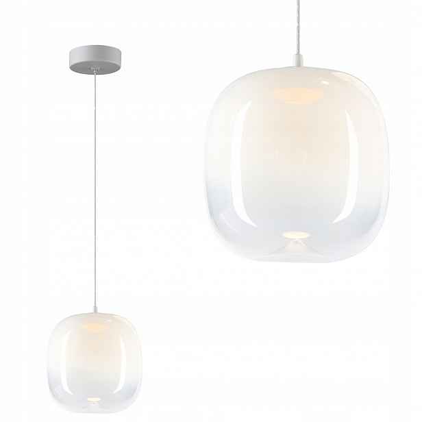 Závěsná lampa Vaso 4W Led bílá, skleněné stínítko ombre nad stůl Milagro