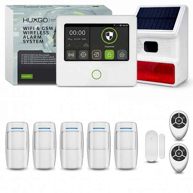 Bezdrátový alarm WiFi Gsm 4G s Tuya, Huxgo HXA502 W venkovní siréna
