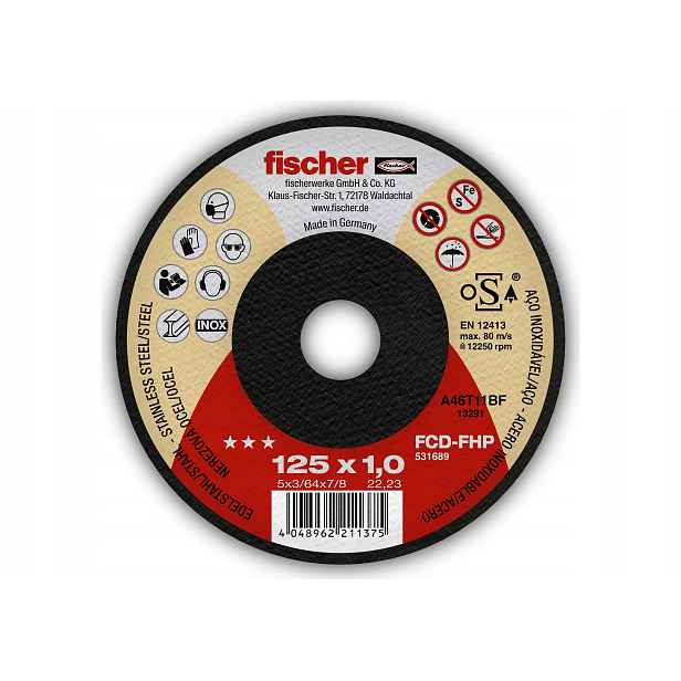 Fischer Řezací kotouč fischer Fcd-fhp 125 x 1 x 22,23 Ino 25 Ks