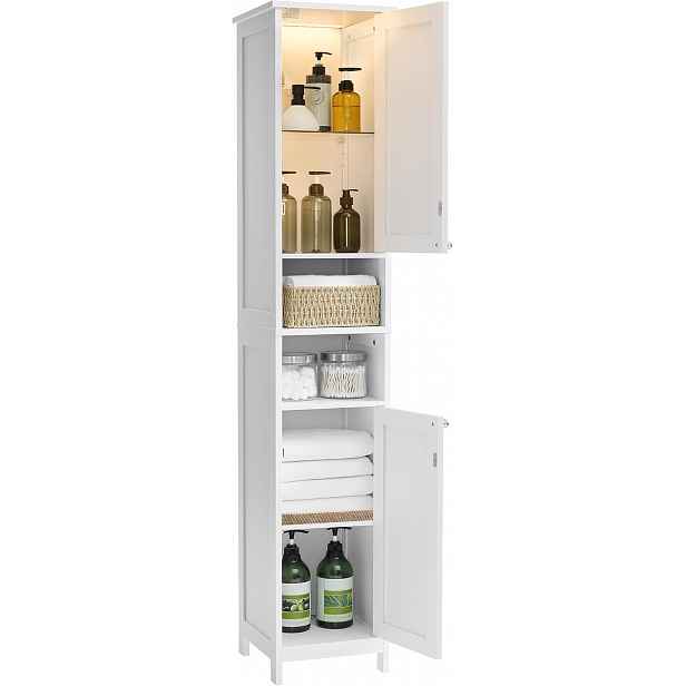Koupelnová skříňka organizér s policemi koupelnový sloupek 30x30x170 cm bílá