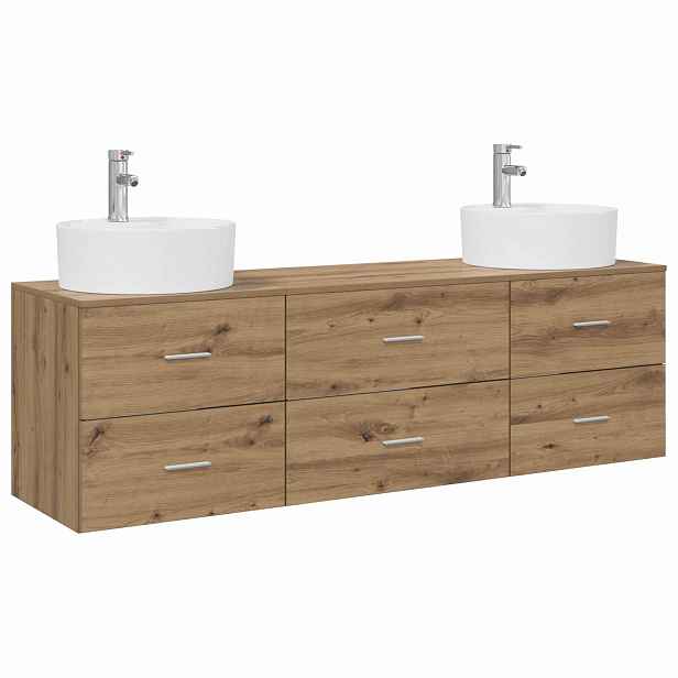 vidaXL Sada koupelnových skříněk 3 ks Dub artisan 161.5 x 44.5 x 82 cm