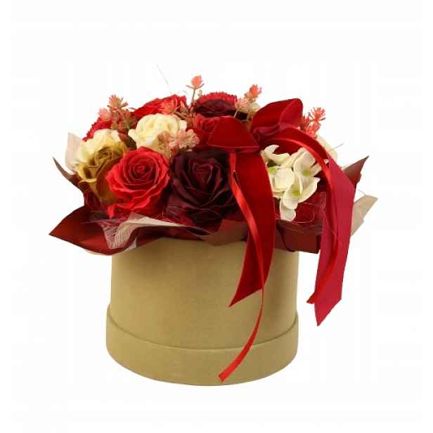 Flowerbox Mýdlové květiny ve velurové krabičce Dárek Kytice