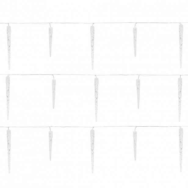 ECD-Germany SVĚTELNÝ ŘETĚZ ledové rampouchy 690 cm s 72 LED diodami studené bílé barvy