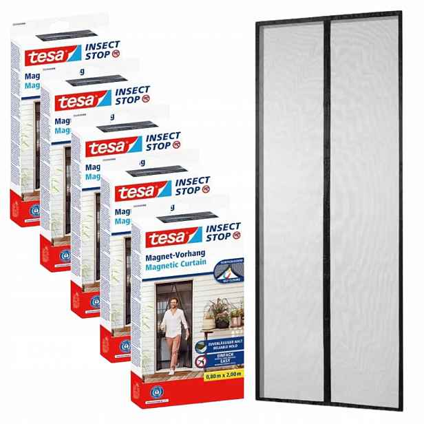 Tesa Moskytiéra s magnetickým samozavíracím systémem pro balkonové dveře 0,9 x 2,1 m x 5