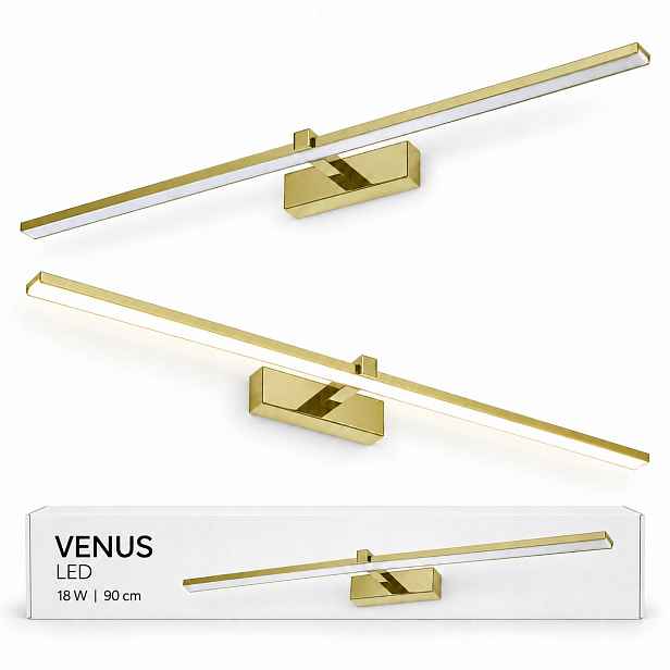 Venus 18W 90 cm zlatá Led lampa nad zrcadlo do koupelny 4200K IP44 1100lm